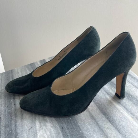 BALLY Black Suede Round Toe Pump Size 7 - Picture 8 of 12